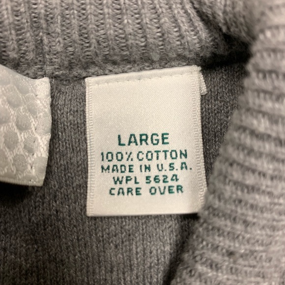 V-Neck Sweater Gray 100% Cotton Made in USA Large - Picture 5 of 5